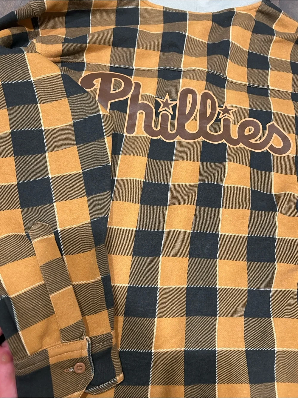 Phillies MLB official Merchandise Plaid Hooded flannel Jacket